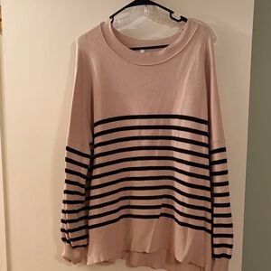 Striped Blush Pink Crewneck Sweater